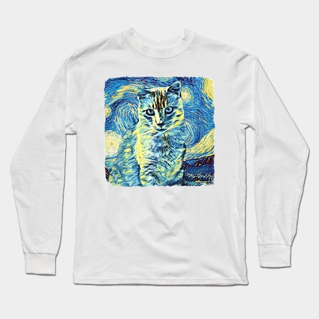Furry Cat Van Gogh Style Long Sleeve T-Shirt by todos